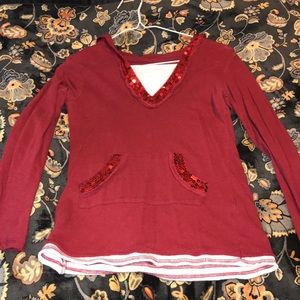 red long sleeve Mudd shirt w/ hood